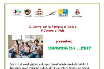 “Dipende… da chi?”: due incontri promossi dal Centro per le Famiglie e dal Comune di Nole